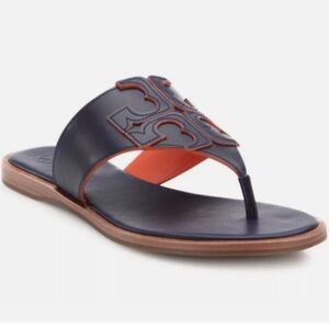 Tory Burch Dark Blue and Bright Orange Sandals